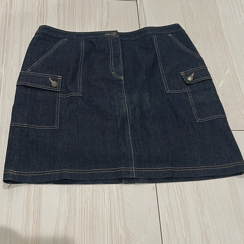 Vintage LOFT Stretch Dark Blue Mini Skirt Size 14